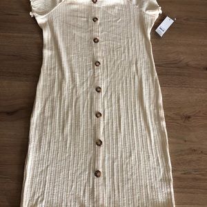 Off the shoulder rib dress.